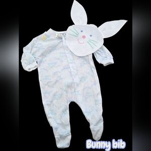 *1026 Bunny never used bib sleeper Boys 3-6 months